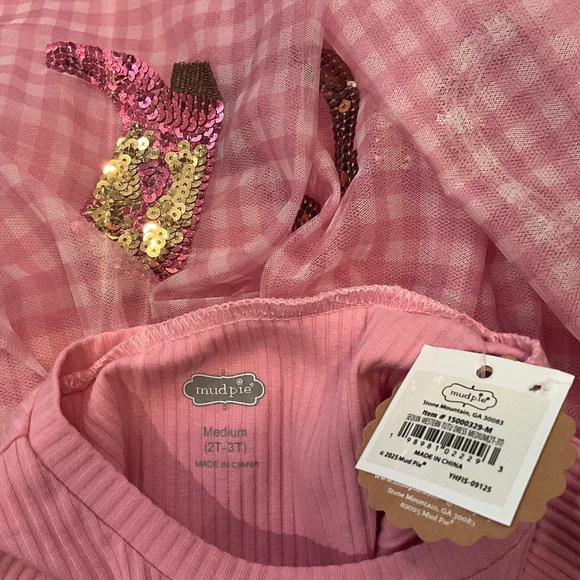 NWT Mud Pie Sequin Western Tutu Dress Cowgirl Birthday Party Plaid Pink 2T-3T - Picture 10 of 10